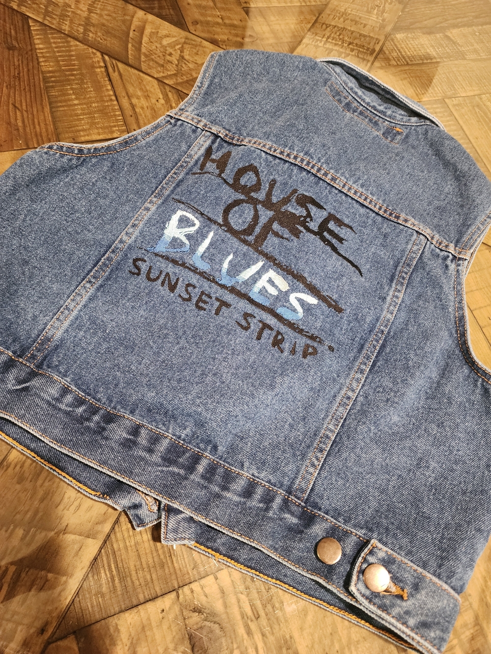 House of Blues Blue Denim Vest with Sunset Strip Graphic